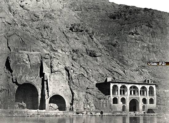 تا سال۱۳۴۲بنایی مربوط به دوران قاجار در اطراف طاق بستان وجود داشت که به عمارت مسعودیه معروف بود که توسط امام قلی میرزا عمادالدوله ساخته شده بود